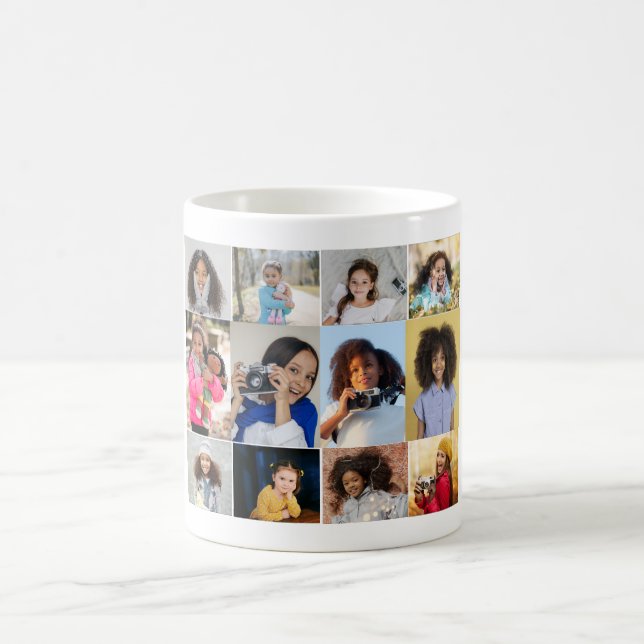 Entwerfen Sie Ihre eigene 12 FotoCollage Kaffeetasse (Mittel)
