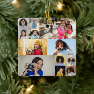 Entwerfen Sie Ihre eigene 12 FotoCollage Keramikornament