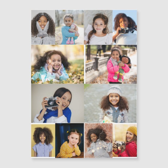 Entwerfen Sie Ihre eigene 12 FotoCollage Magnetkarte (Vorderseite)