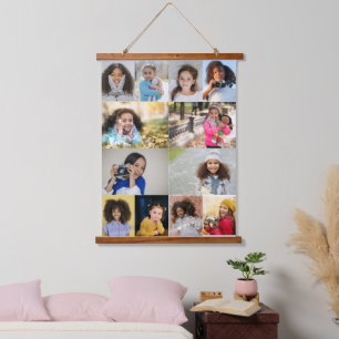Entwerfen Sie Ihre eigene 12 FotoCollage Wandteppich Mit Holzrahmen