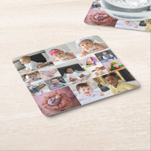 Entwerfen Sie Ihre eigene 15 FotoCollage Rechteckiger Pappuntersetzer