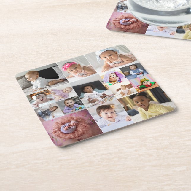Entwerfen Sie Ihre eigene 15 FotoCollage Rechteckiger Pappuntersetzer (angewinkelt)