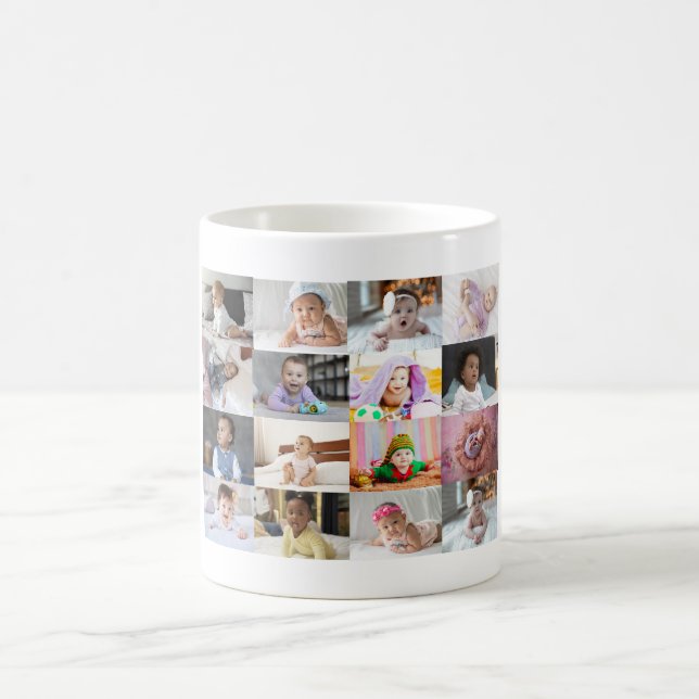 Entwerfen Sie Ihre eigene 16 FotoCollage Kaffeetasse (Mittel)