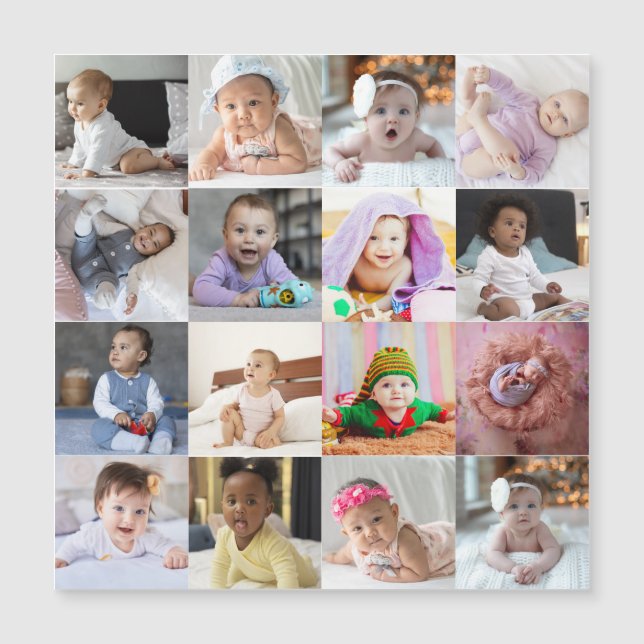 Entwerfen Sie Ihre eigene 16 FotoCollage Magnetkarte (Vorderseite)