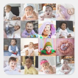 Entwerfen Sie Ihre eigene 16 FotoCollage Quadratischer Aufkleber