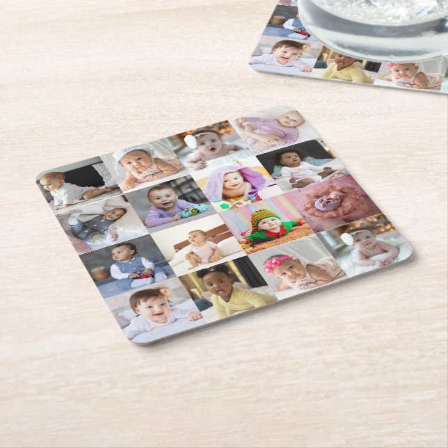 Entwerfen Sie Ihre eigene 16 FotoCollage Rechteckiger Pappuntersetzer (angewinkelt)