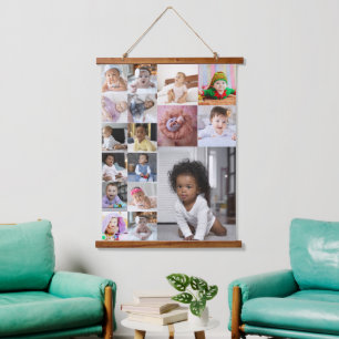 Entwerfen Sie Ihre eigene 17 FotoCollage Wandteppich Mit Holzrahmen