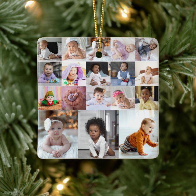 Entwerfen Sie Ihre eigene 18 FotoCollage Keramikornament (Baum)