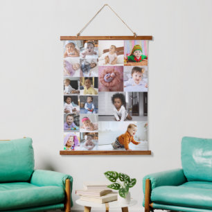 Entwerfen Sie Ihre eigene 18 FotoCollage Wandteppich Mit Holzrahmen