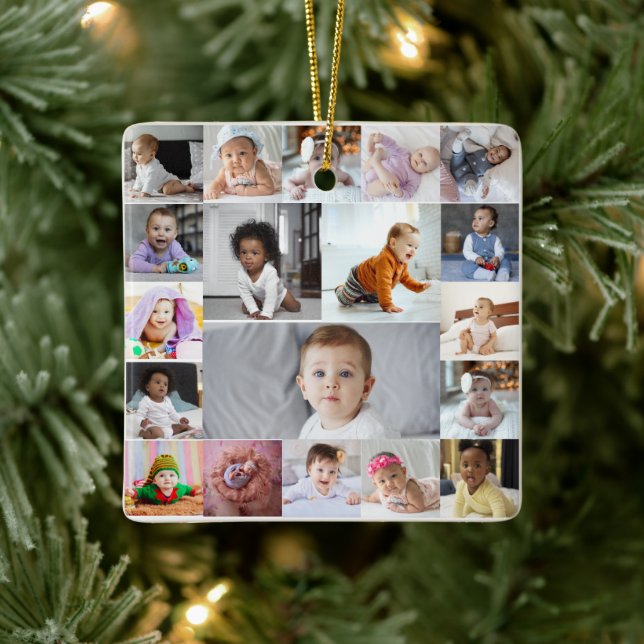 Entwerfen Sie Ihre eigene 19 FotoCollage Keramikornament (Baum)