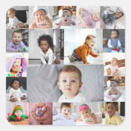 Entwerfen Sie Ihre eigene 19 FotoCollage Quadratischer Aufkleber