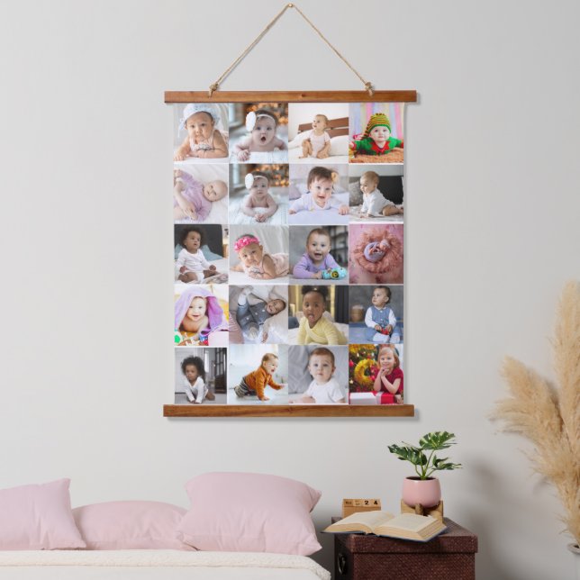 Entwerfen Sie Ihre eigene 20 FotoCollage Wandteppich Mit Holzrahmen (Schlafzimmer)