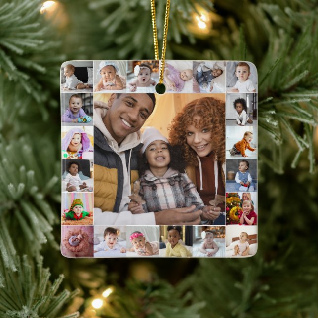 Entwerfen Sie Ihre eigene 21 FotoCollage Keramikornament (Baum)
