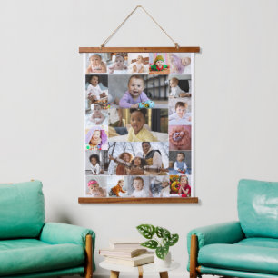 Entwerfen Sie Ihre eigene 21 FotoCollage Wandteppich Mit Holzrahmen