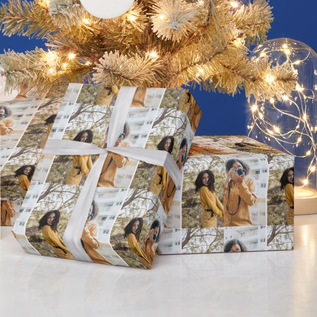 Entwerfen Sie Ihre eigene 2-FotoCollage Geschenkpapier (Feiertage)