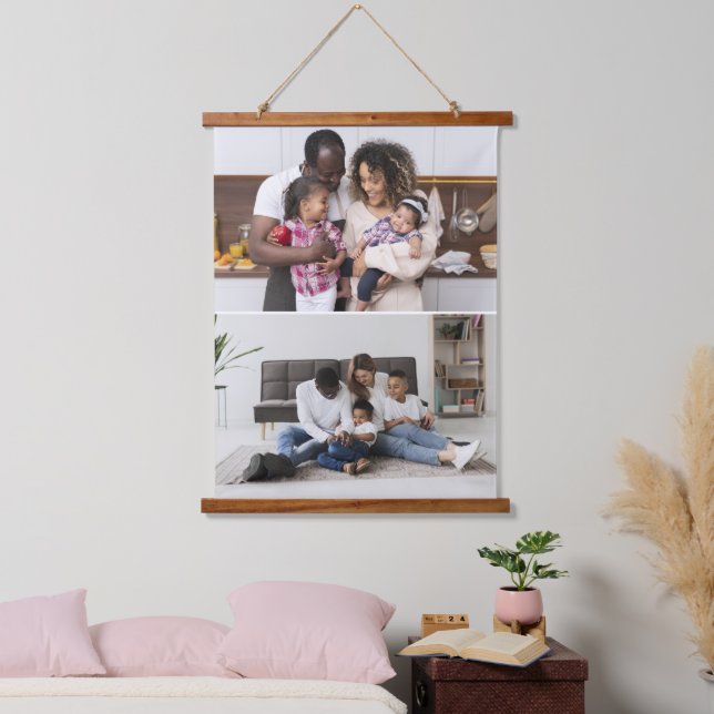 Entwerfen Sie Ihre eigene 2-FotoCollage Wandteppich Mit Holzrahmen (Schlafzimmer)