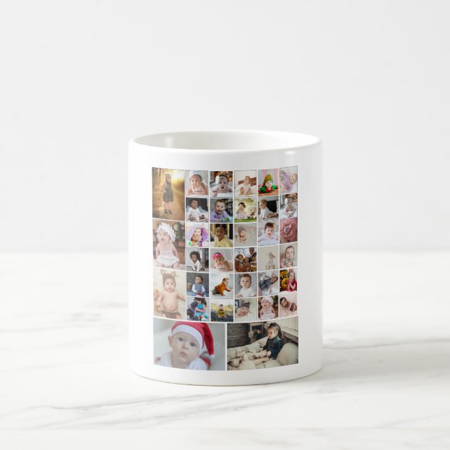 Entwerfen Sie Ihre eigene 35 FotoCollage Kaffeetasse (Mittel)
