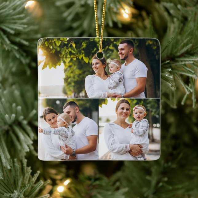 Entwerfen Sie Ihre eigene 3 FotoCollage Keramikornament (Baum)