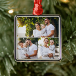 Entwerfen Sie Ihre eigene 3 FotoCollage Ornament Aus Metall