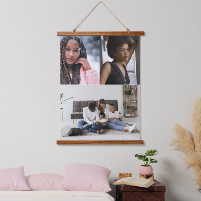 Entwerfen Sie Ihre eigene 3 FotoCollage Wandteppich Mit Holzrahmen (Schlafzimmer)