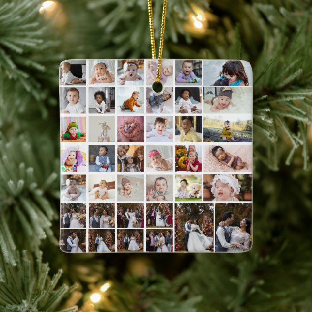 Entwerfen Sie Ihre eigene 40 FotoCollage Keramikornament (Baum)
