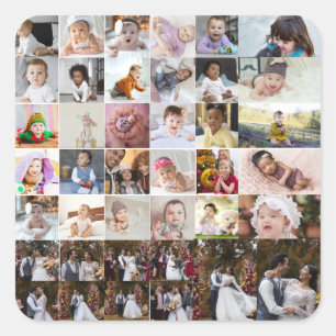 Entwerfen Sie Ihre eigene 40 FotoCollage Quadratischer Aufkleber