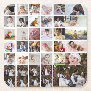 Entwerfen Sie Ihre eigene 40 FotoCollage Rechteckiger Pappuntersetzer