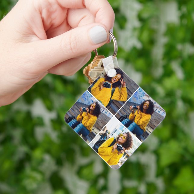 Entwerfen Sie Ihre eigene 4-FotoCollage Schlüsselanhänger (Hand)
