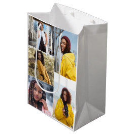 Entwerfen Sie Ihre eigene 5-FotoCollage Mittlere Geschenktüte