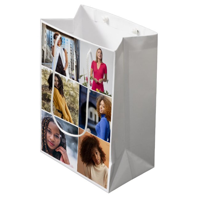 Entwerfen Sie Ihre eigene 6 FotoCollage Mittlere Geschenktüte (Vorderseite Schrägansicht)