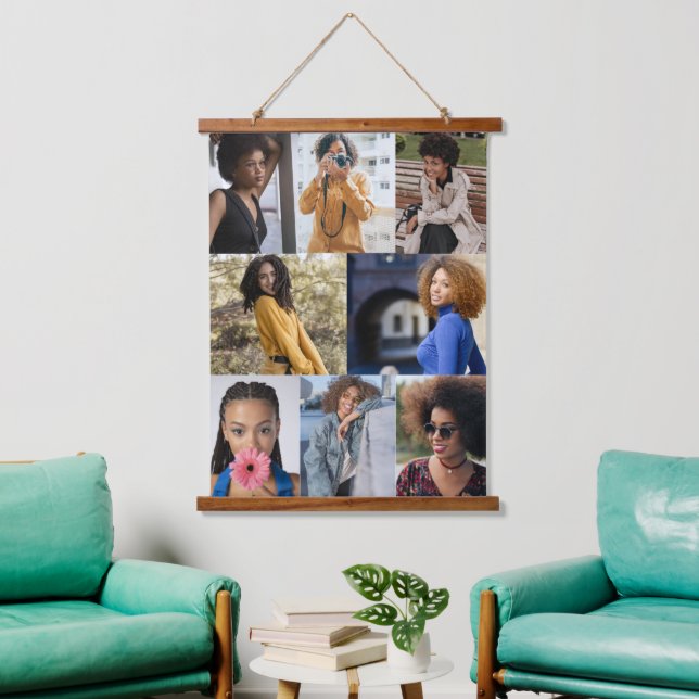 Entwerfen Sie Ihre eigene 8 FotoCollage Wandteppich Mit Holzrahmen (Wohnzimmer)