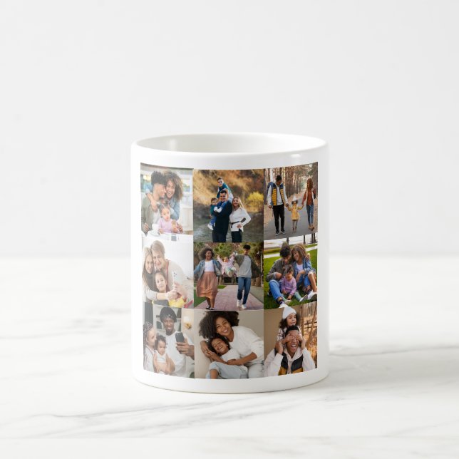 Entwerfen Sie Ihre eigene 9 FotoCollage Kaffeetasse (Mittel)