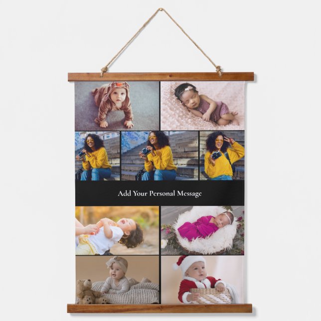 Entwerfen Sie Ihre eigene 9 FotoCollage Wandteppich Mit Holzrahmen (Vorderseite)