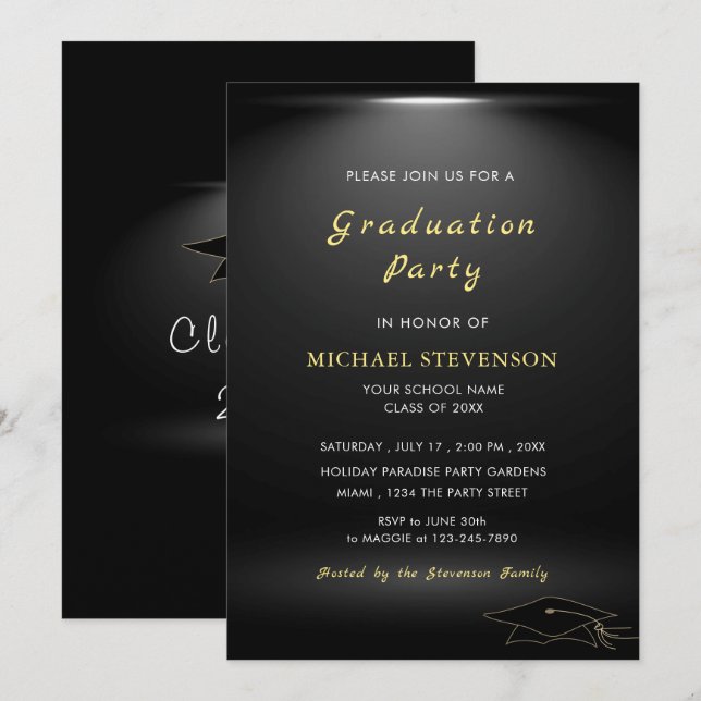 Entwerfen Sie Ihre eigene Black Gold Abschluss Ein (Vorne/Hinten)