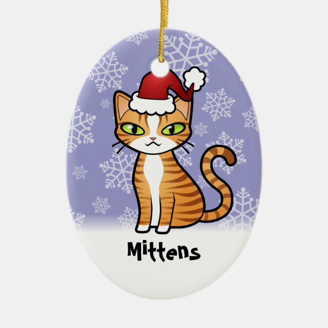 Entwerfen Sie Ihre eigene Cartoon-Katze Keramik Ornament (Vorne)
