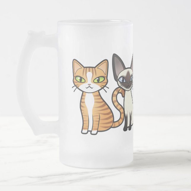 Entwerfen Sie Ihre eigene Cartoon-Katze Mattglas Bierglas (Links)