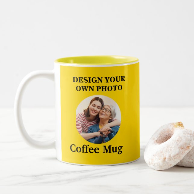 Entwerfen Sie Ihre eigene Foto-Tasse - Gelb Zweifarbige Tasse (Mit Donut)