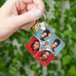 Entwerfen Sie Ihre eigene Fotocollage mit 5 Fotos Schlüsselanhänger