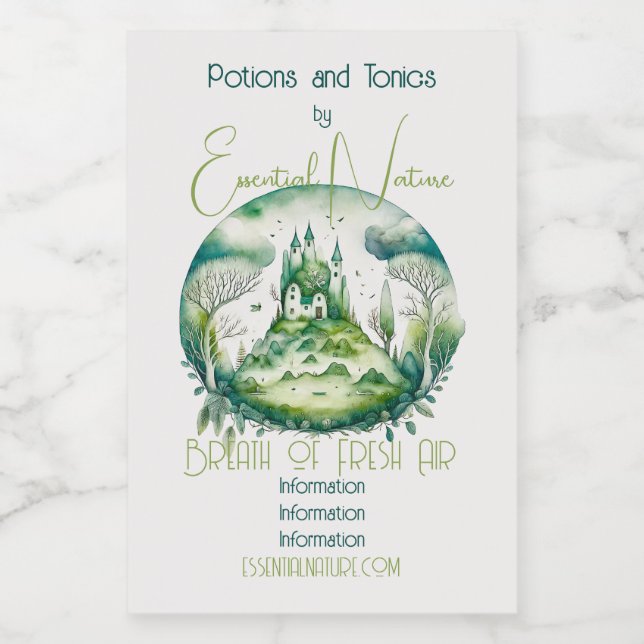Entwerfen Sie Ihre eigene grüne Fantasy Castle Lan Weinetikett (Einzelnes Label)