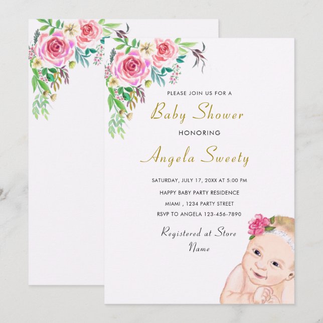 Entwerfen Sie Ihre eigene Happy Baby Shower Einlad (Vorne/Hinten)