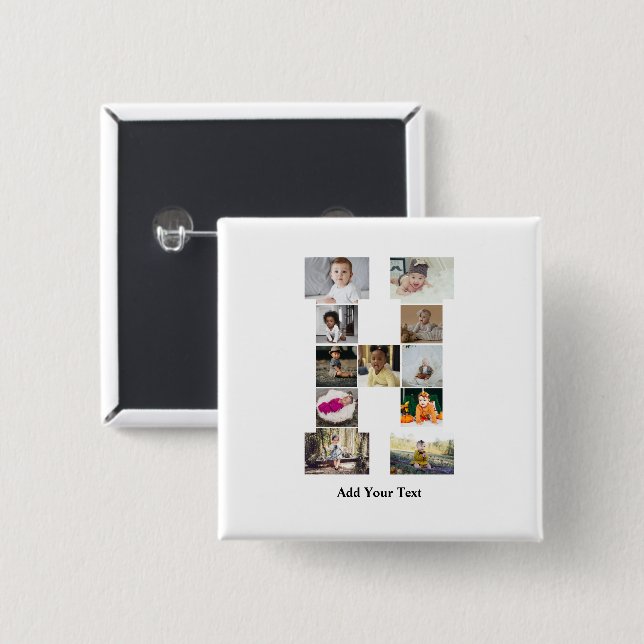 Entwerfen Sie Ihre eigene Letter-H-FotoCollage Button (Vorne & Hinten)