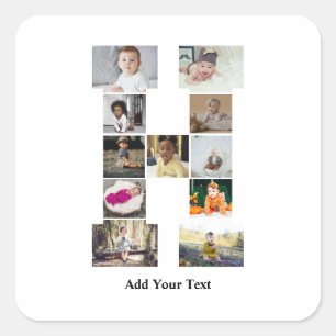 Entwerfen Sie Ihre eigene Letter-H-FotoCollage Quadratischer Aufkleber