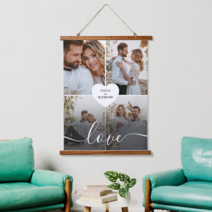 Entwerfen Sie Ihre eigene Liebe Collage Fotografy Wandteppich Mit Holzrahmen
