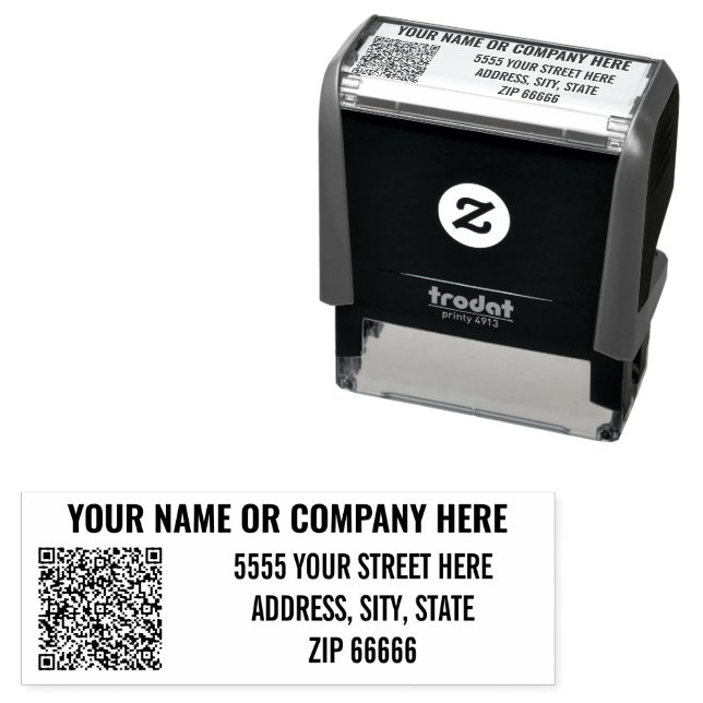 Entwerfen Sie Ihre eigene QR-Codeadressen-Briefmar Permastempel (Beispiel)