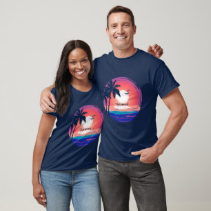 Entwerfen Sie Ihre eigene Retro Art Tropical Sunse T-Shirt