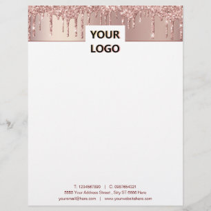 Entwerfen Sie Ihre eigene Rose Gold Glitzer Letter Briefbogen