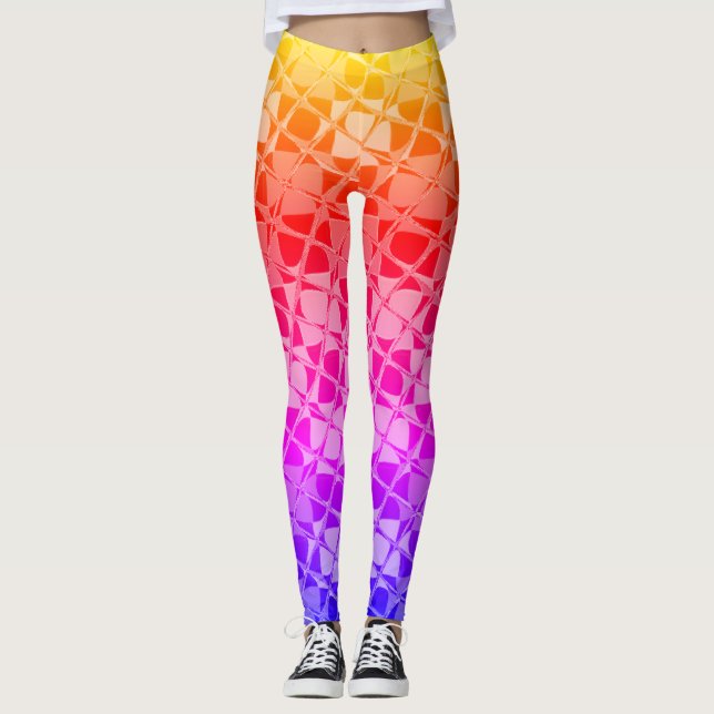 Entwerfen Sie Ihren eigenen lebendigen Regenbogen  Leggings (Vorderseite)