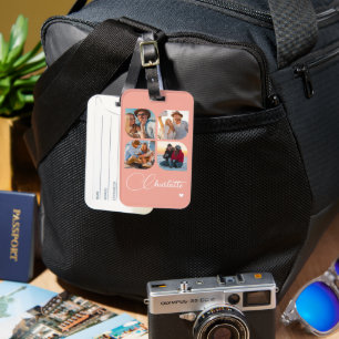 Entwerfen Sie Ihren eigenen Namen mit 4 Fotos Gepäckanhänger
