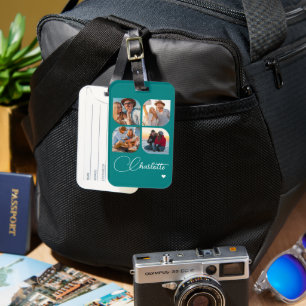 Entwerfen Sie Ihren eigenen Namen mit 4 Fotos Gepäckanhänger