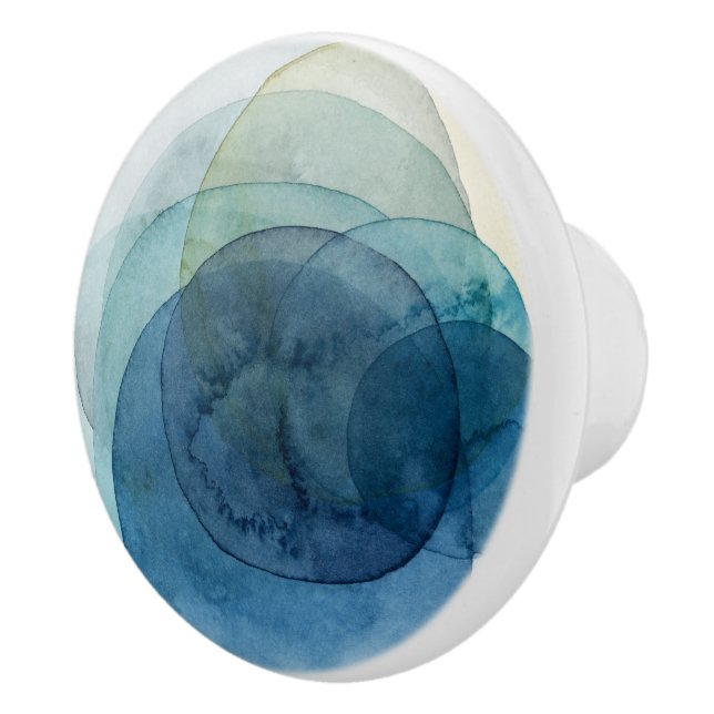 Entwickelnde Planeten - Aquarell-Kreise Keramikknauf (Rechts)